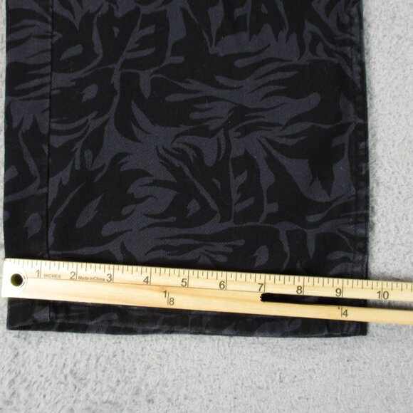 H&M No Fear Pants Womens 8 Black Wide Leg Loose Fit Twill All Over Print 29 x 31 - Picture 15 of 16